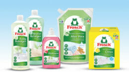 Bild von Produkten der Marke Frosch mit einem neuen Design der Etiketten