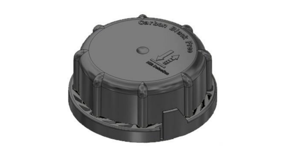 Bild von einem rußfreien schwarzen Kunststoffschraubverschluss