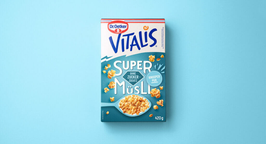 Bild einer Müsli-Verpackung von Vitalis in neuem Design
