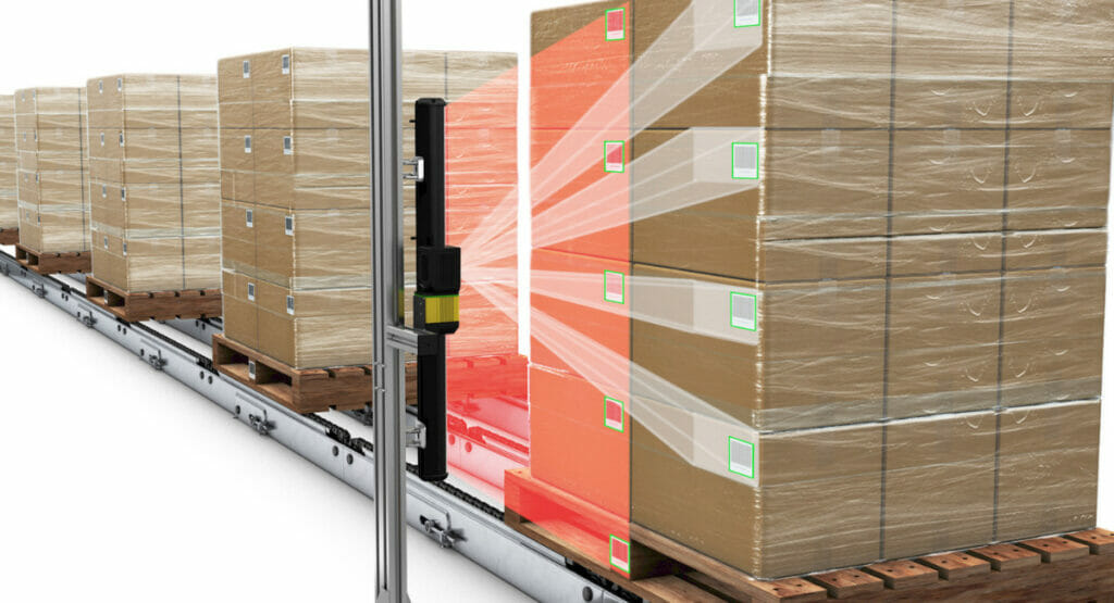 Bild von Paletten, die von einem Kameramaschine gescannt werden