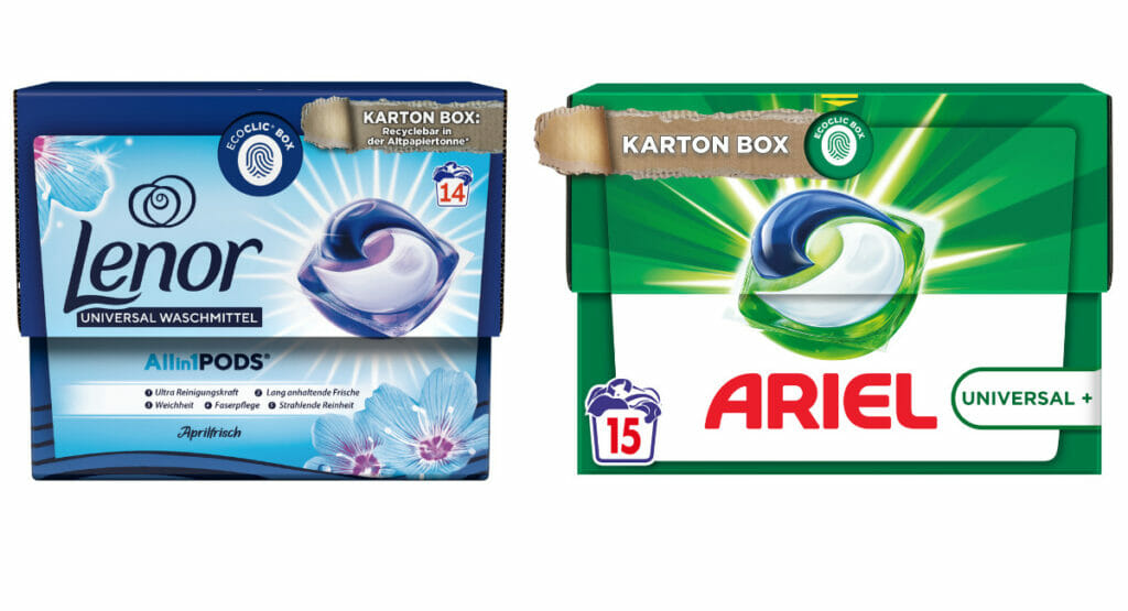 Picture of two carton packages for detergents