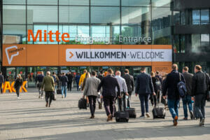Picture of the entrance of the building of a fair