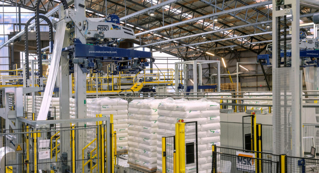 Bild von verpackten Paletten und Palettieranlagen