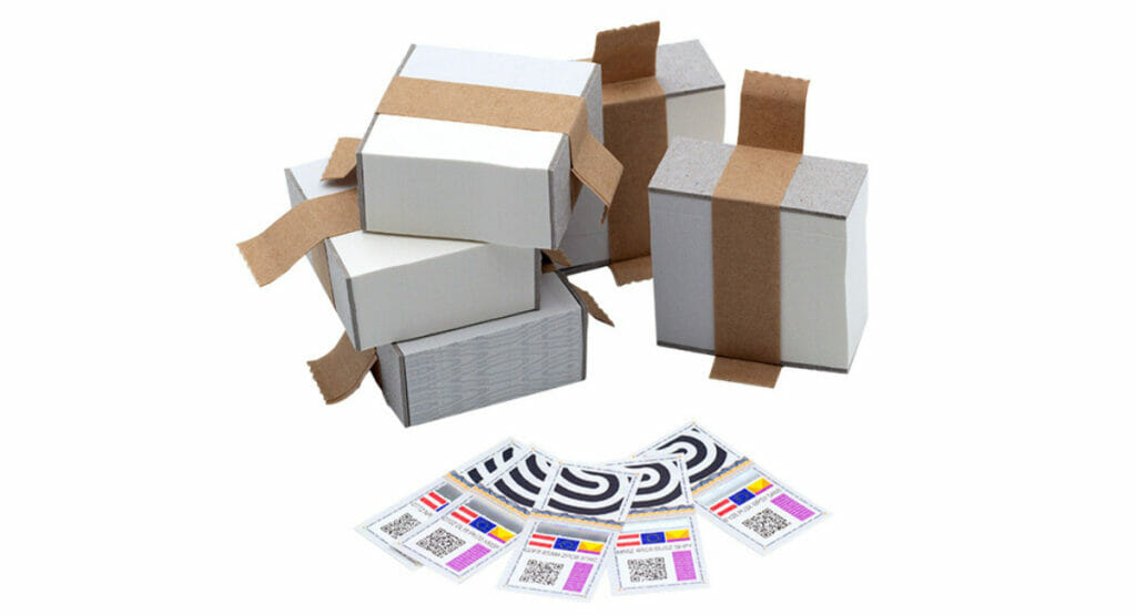 Image of cardboard packaging and labels