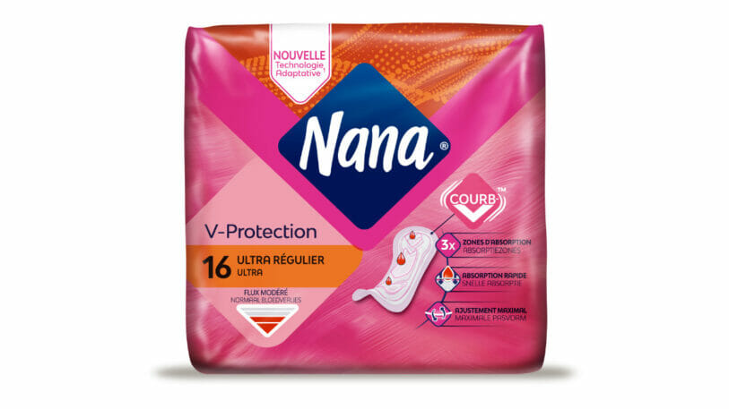 Bild von einer Verpackung für Damenhygienepordukte, Binden