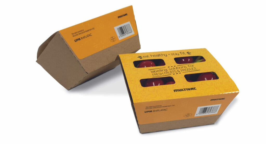 Multivac Top Wrap labelling for fruit and vegetable trays
