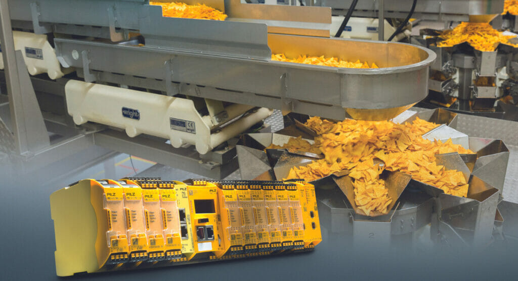 Bild von einer Maschine, die Tortilla Chips abfüllt