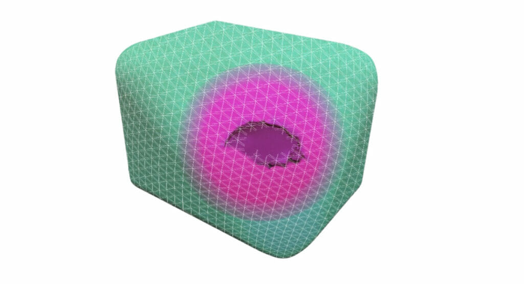 Animation von einer Versandverpackung, die sich selbst heilen kann