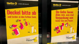 Mit Plakaten klärt Netto Deutschland Verbraucher über Mülltrennung aus.