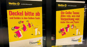 Mit Plakaten klärt Netto Deutschland Verbraucher über Mülltrennung aus.