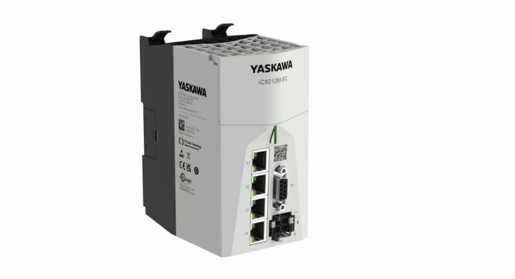 Das erste Hardwareprodukt unter dem Dach der neuen Yaskawa-Plattform i³ Control: die Maschinensteuerung iC9212M-EC mit EtherCAT und synchroner Ansteuerung von bis zu 16 Achsen.
