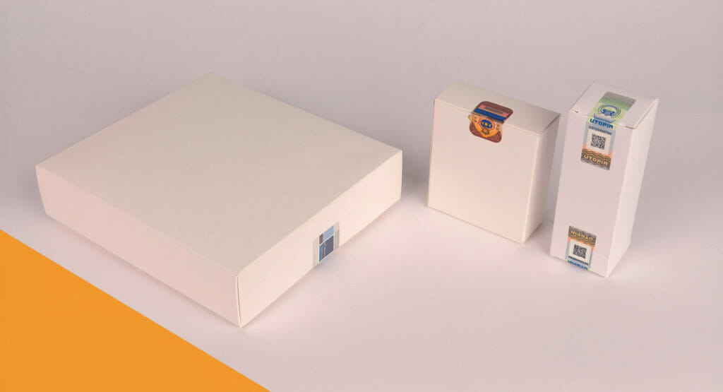 Die Sicherheitsetiketten kommen ohne Kunststofffolie aus.