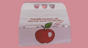 With the playful packaging children can learn the English alphabet.