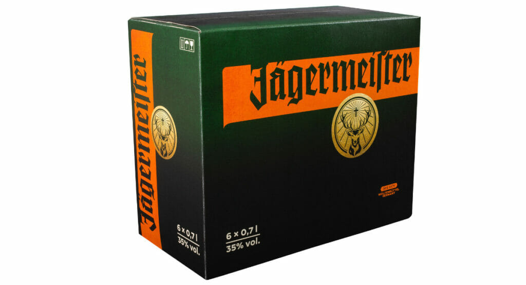 Die Versandverpackungen von Jägermeister sind nun aus Wellpappe und verbrauchen weniger Ressourcen.