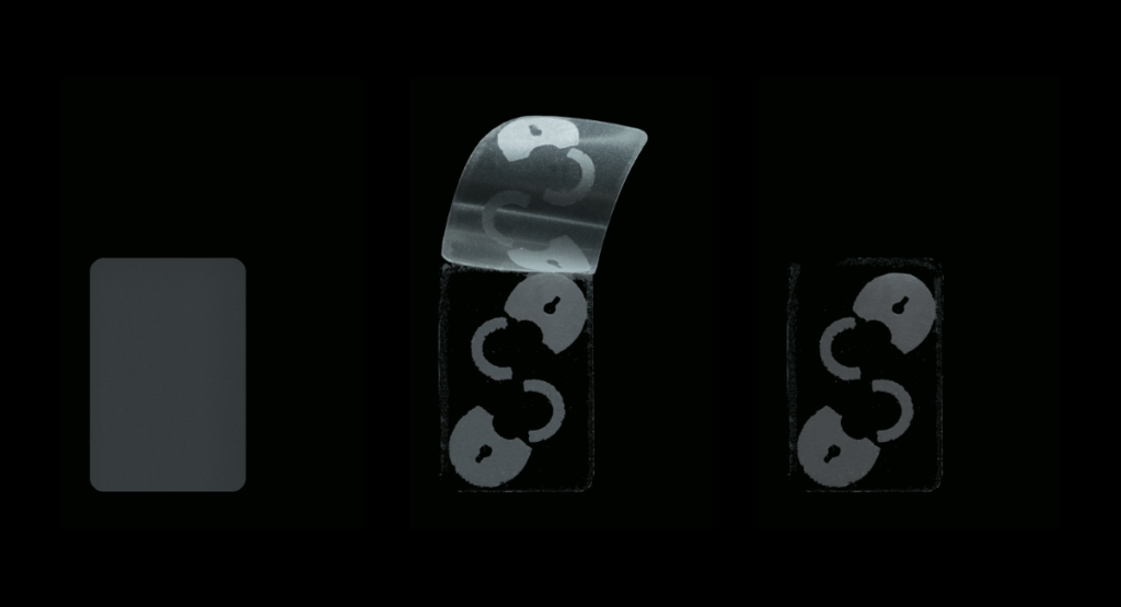 The label only leaves a pattern when it is removed.