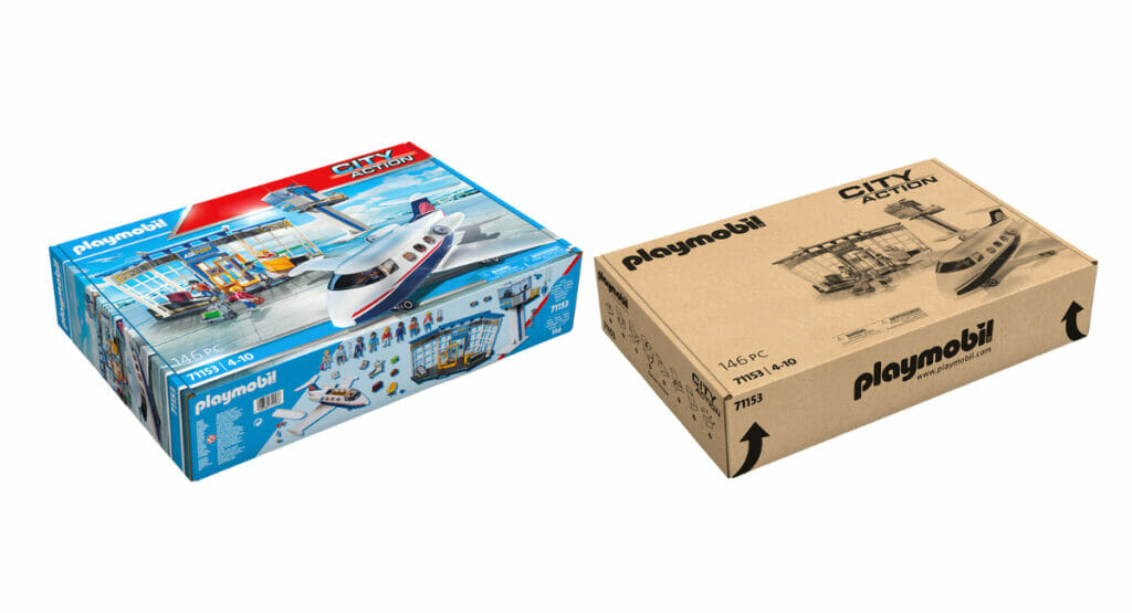 Die neue Playmobil-Verpackung dient sowohl als Produktverpackung als auch als E-Commerce-Verpackung für den Versand.