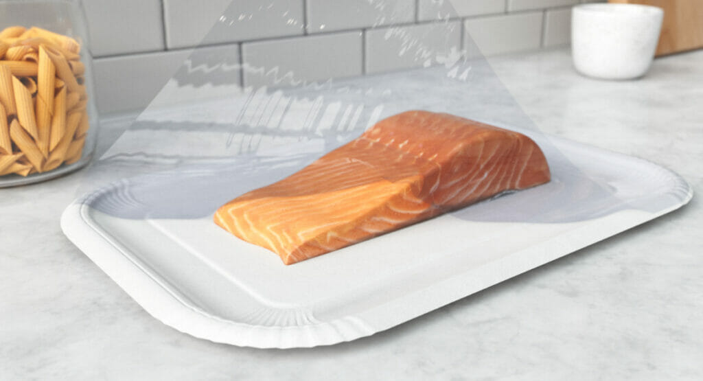 The plastic film of Trayforma BarrPeel from Stora Enso is easy to peel off from the cardboard packaging.