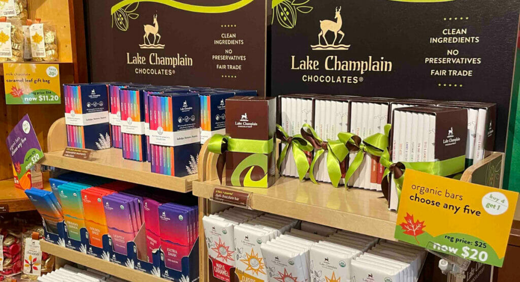 In retail shops of the family business, the chocolate bars are available alongside gourmet chocolates and sweet treats.