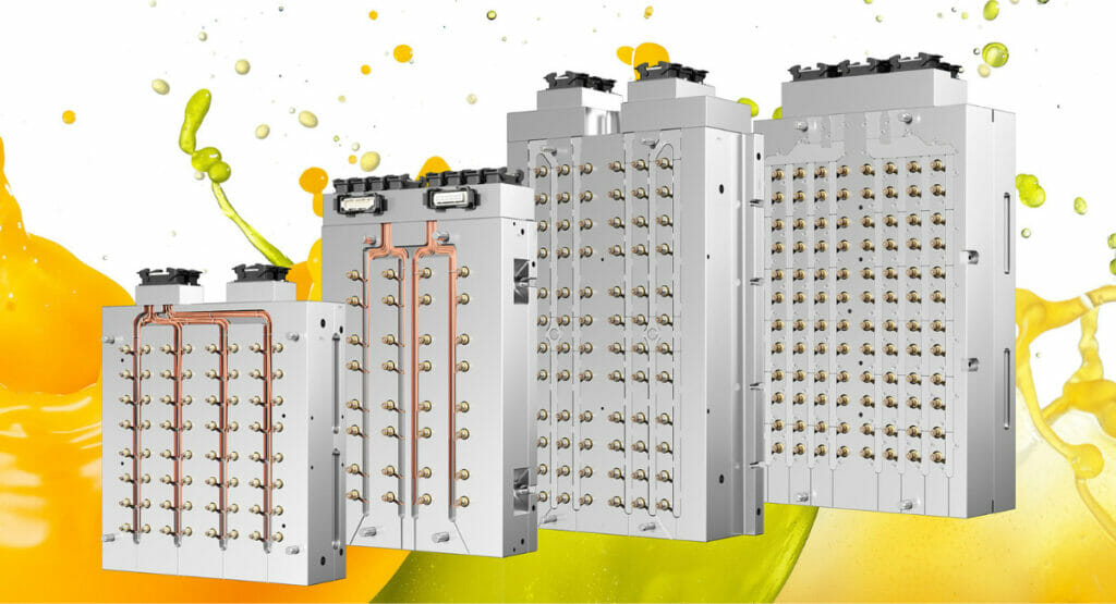 Multikavitätensysteme, ausgestattet mit der neuen Vf-Düsenserie von Oerlikon HRSflow, ermöglichen sehr kurze Zykluszeiten von 2,2 s bis 3,5 s.