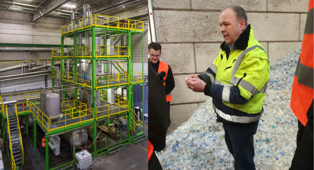 In the Carboliq pilot plant, plastic waste is liquefied at process temperatures below 400 °C. Carboliq managing director Christian Haupts shows the raw material for the recycling process.