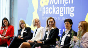 On the podium (from left): Afsaneh Nabifar, Nadia Taylor, Marjo Halonen, Valentina Aureli, Gabi Bauer and moderator Nerida Kelton.