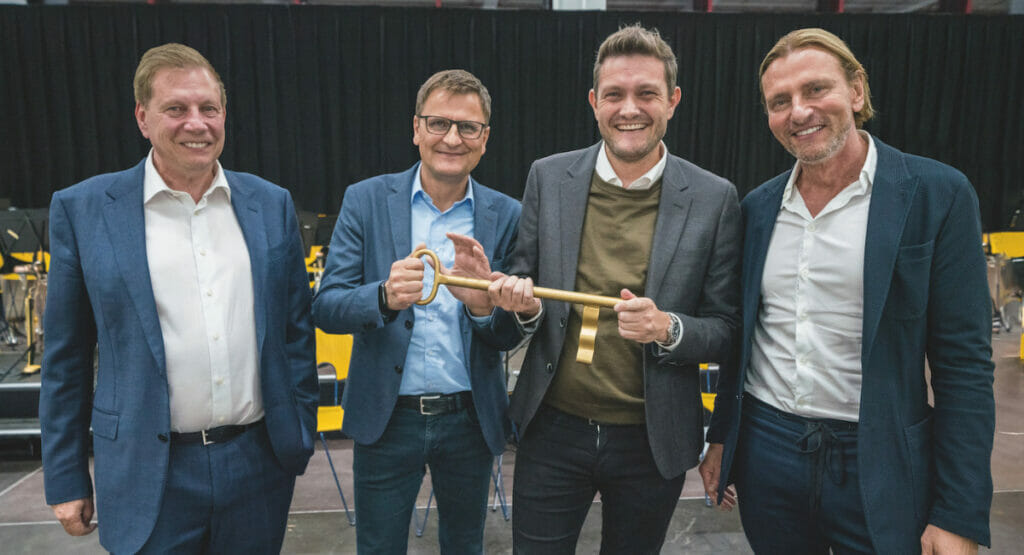 V.l.n.r.: Ralf Schubert (Geschäftsführender Gesellschafter), Karl-Heinz Gaukler (Bereichsleiter Endmontage), Marcus Schindler (Bereichsleiter Konstruktion), Gerald Schubert (Gesellschafter)