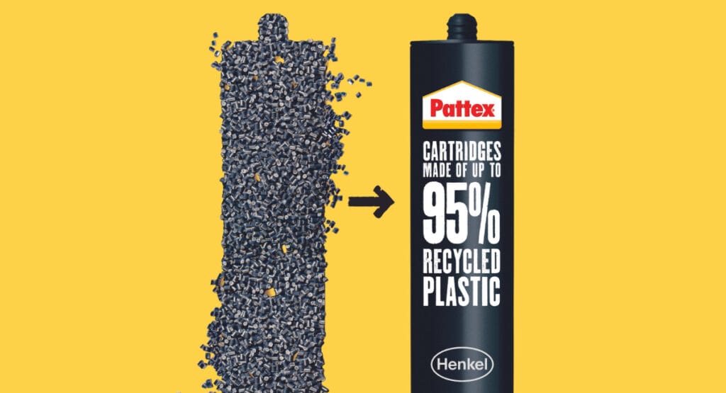 Die Kartuschen für Montagekleber und Fugendichtmassen von Henkel können aus bis zu 95 Prozent PCR bestehen.