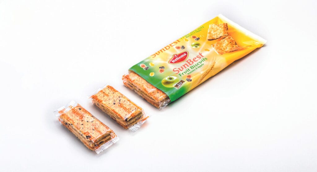 Der Flowpacker von Schubert verpackt Gebäck einzeln, als Zweier- oder Dreierstapel, die dann weiter in Kartonschachteln oder auf derselben Maschine in Multipack-Schlauchbeutel verpackt werden können.