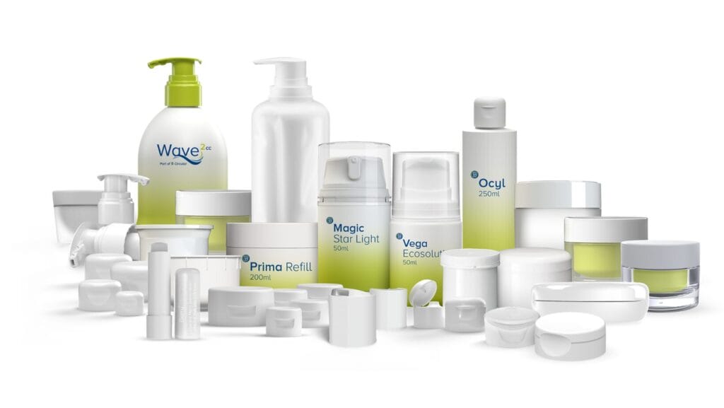 CleanStream recycled plastic can be used for the manufacture of closures, airless dispensers, jars and applicators. (Image: Berry Global)